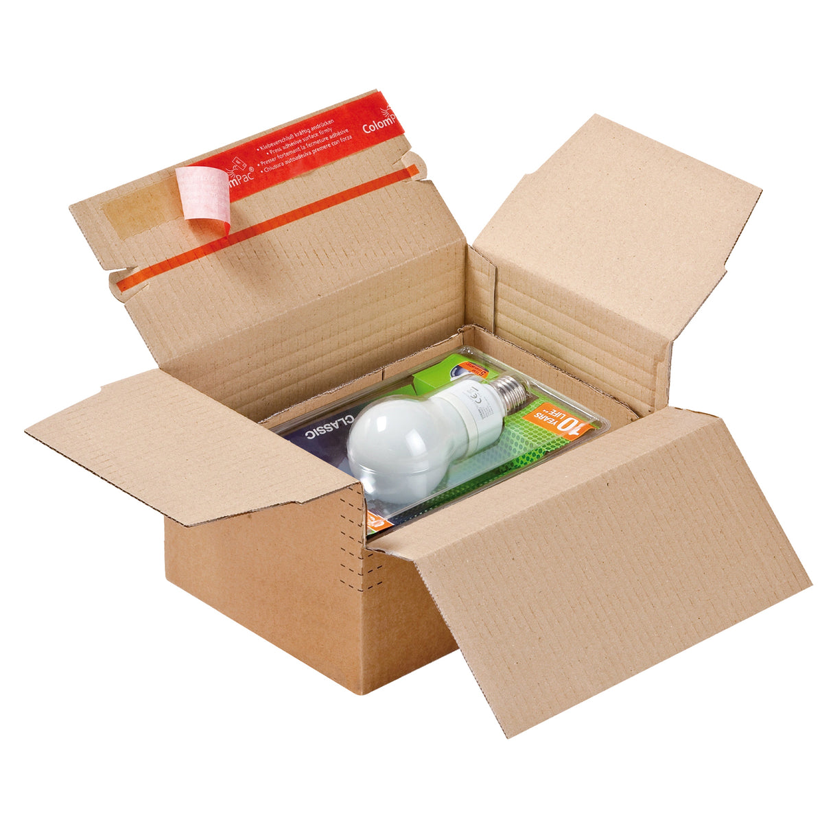 Kartonnen doos met variabele diepte en zelfsluiting voor verzending