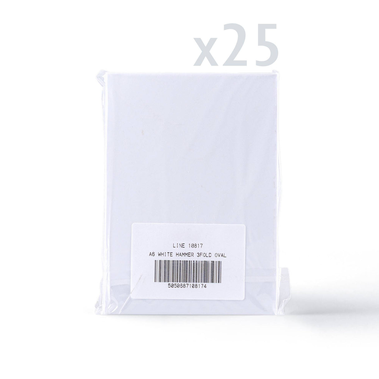 Witte drieluikkaarten met hamerslagstructuur en ovaal uitsnijvenster – verpakking