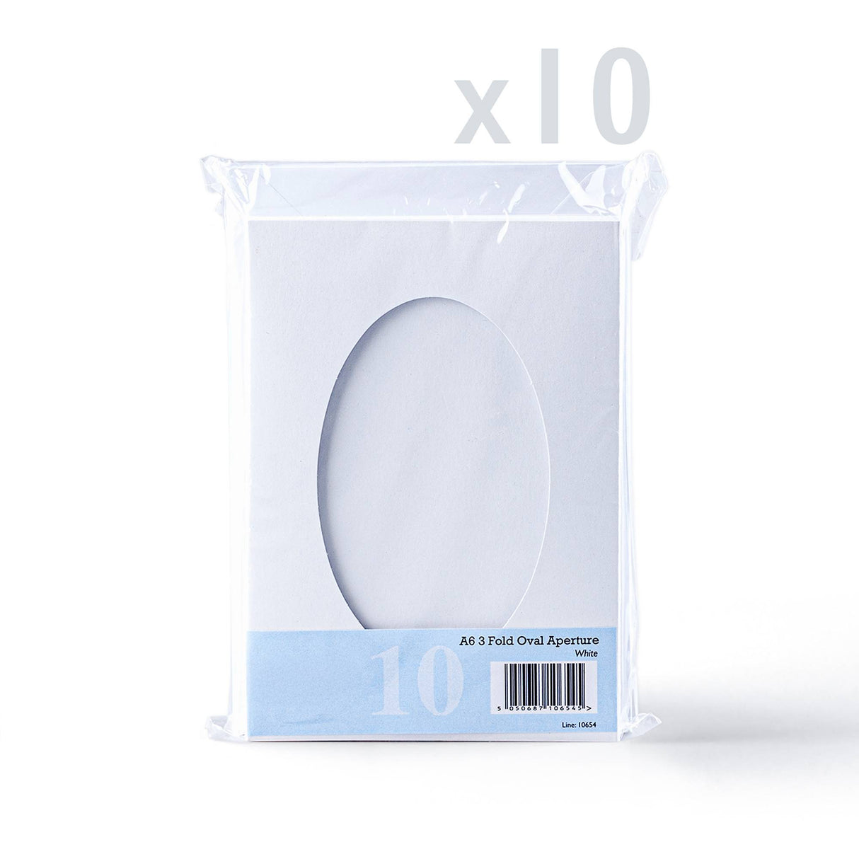 Witte drieluikkaarten met ovaal uitsnijvenster – verpakking