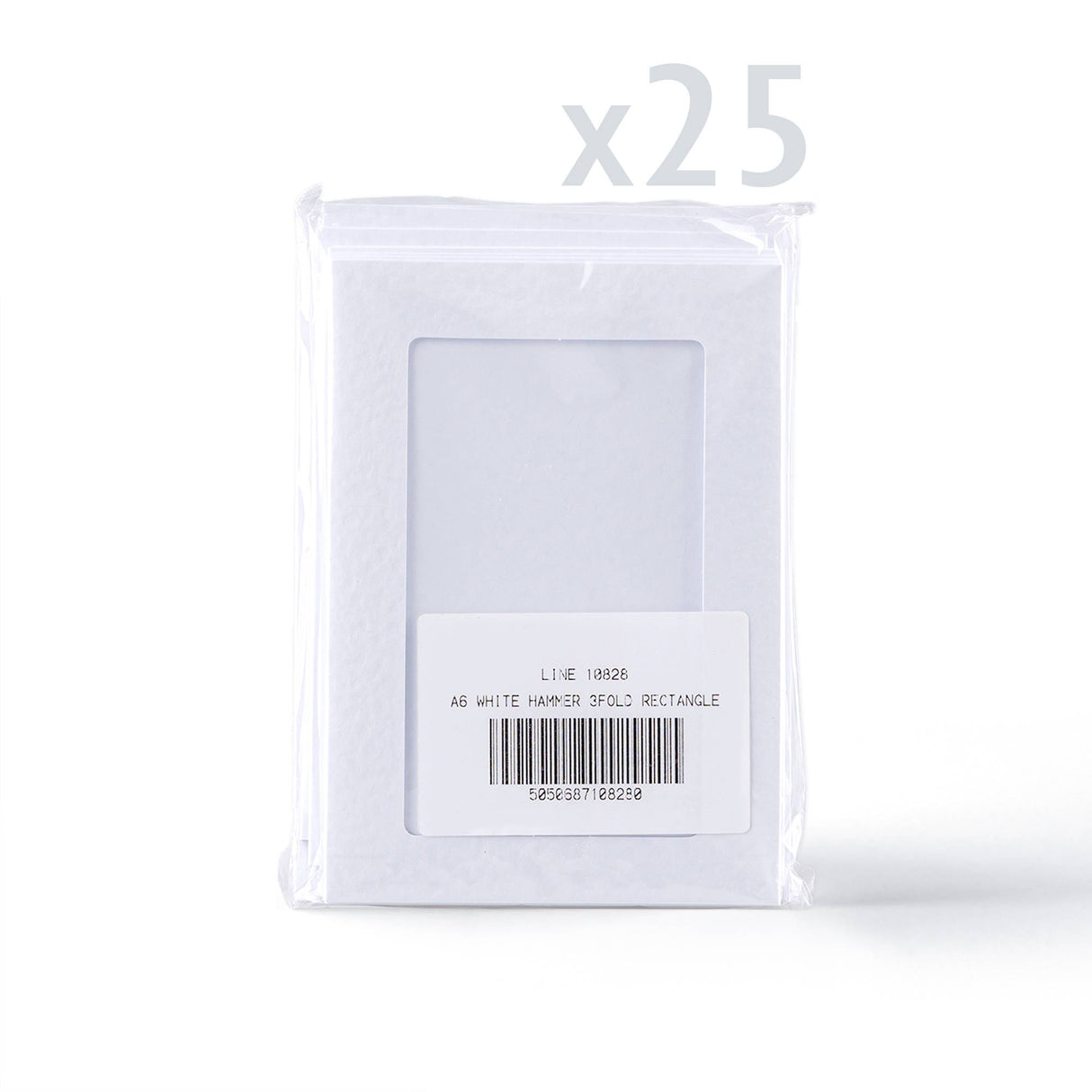 Witte kaarten met hamerslagstructuur en rechthoekig uitsnijvenster – verpakking