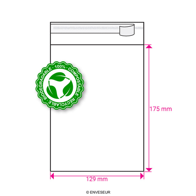 Biodegradable PLA Bags Clear 175 x 129 mm